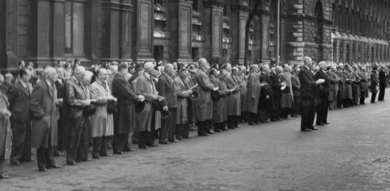 DCM holders during the service at the Cenotaph 1954.